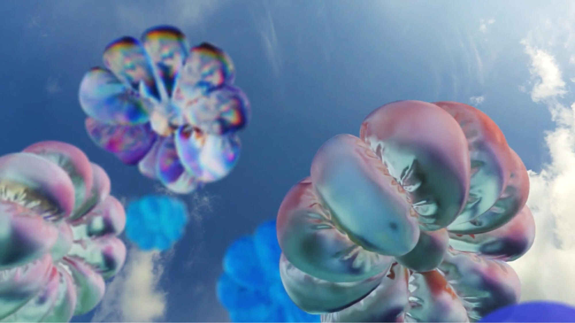 CGで作られた装飾が浮かぶ様子